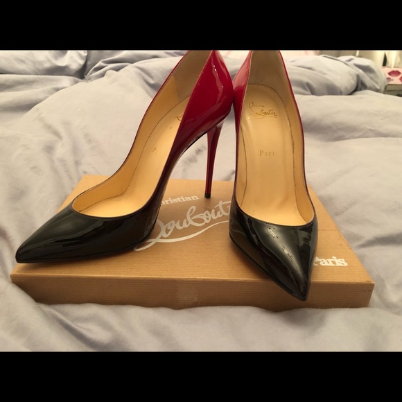 Christian Louboutin Shoes - Christian Louboutin - Pigalle Follies 100 patent Degrade - Black-Red